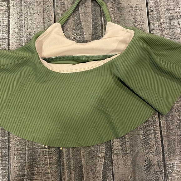 Olive ribbed swim top - Picture 3 of 4